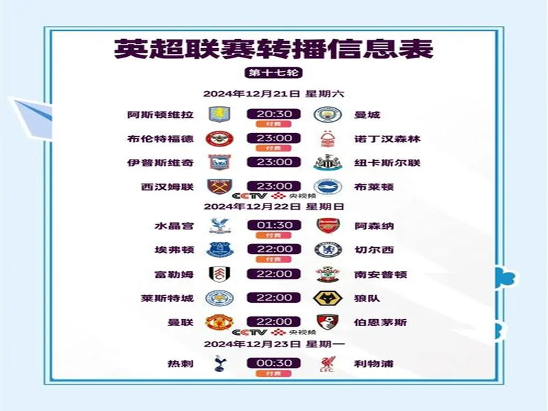 英超官方:下赛季开始时间晚一周,圣诞赛程两轮至少间隔60h